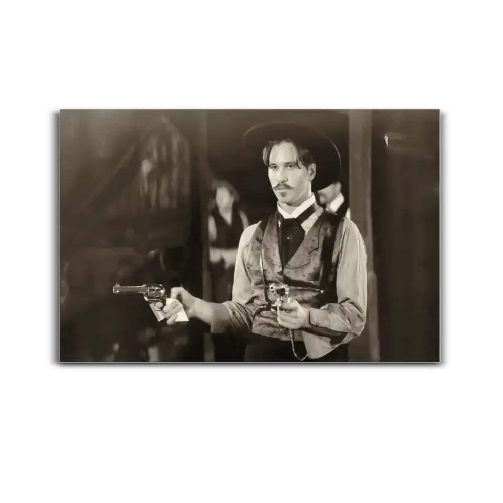 (New Product Launch) Doc Holliday Val Kilmer Famous Gunfighter Original Ultra HD Canvas Print, Lightweight Western Outlaw Old West Matte Artistic Wall Decoration, Tombstone Arizona Movie Photo for Home Room Gifts Multi-Size Custom Abstract Art, Artwork, S