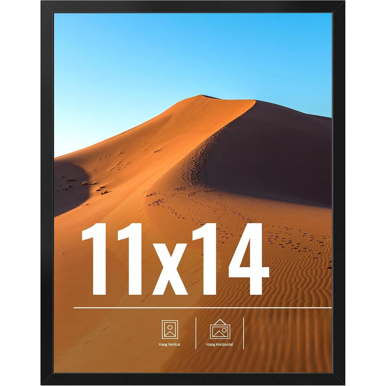 11x14 Picture Frame for Wall Display, 11 x 14 Black Picture Frame with HD Plexiglas, 11 by 14 Poster Frame 1 Pack, Display Frame for Vertical or Horizontal, Classic Collection