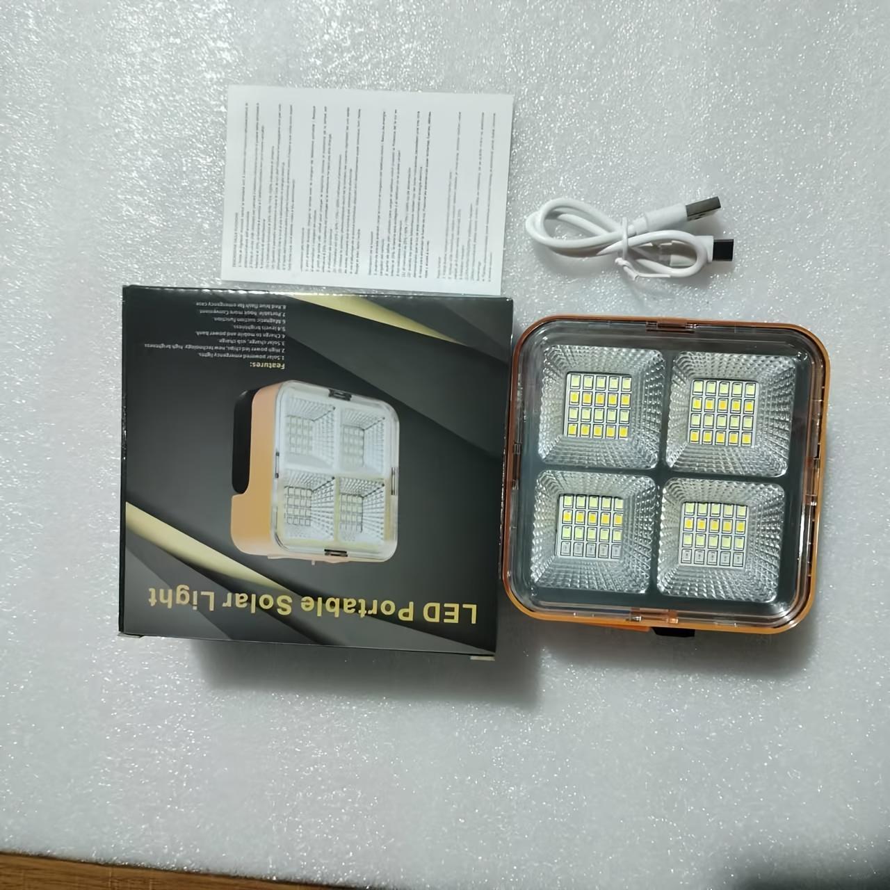 1pc Solar & USB Rechargeable LED Work Light - Portable Outdoor Floodlight with Magnetic Base, 1200mAh Lithium Battery Power Bank, ABS Polished Metal Finish for Camping, Hiking, Emergency & Construction, Camping Light | Compact Design | Sleek Metal Finish