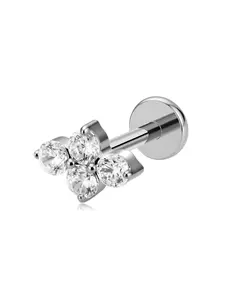 CZ Titanium Flat Back Earrings for Women, Internally Threaded Front Screw ASTM F136 Implant Grade 16G - 18G Interchangeable Stud Cartilage Helix Tragus Conch Earring