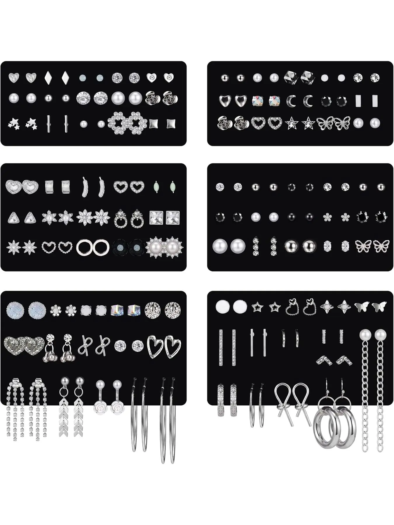 90Pairs Hypoallergenic Stud Earrings Set for Sensitive Ears Women