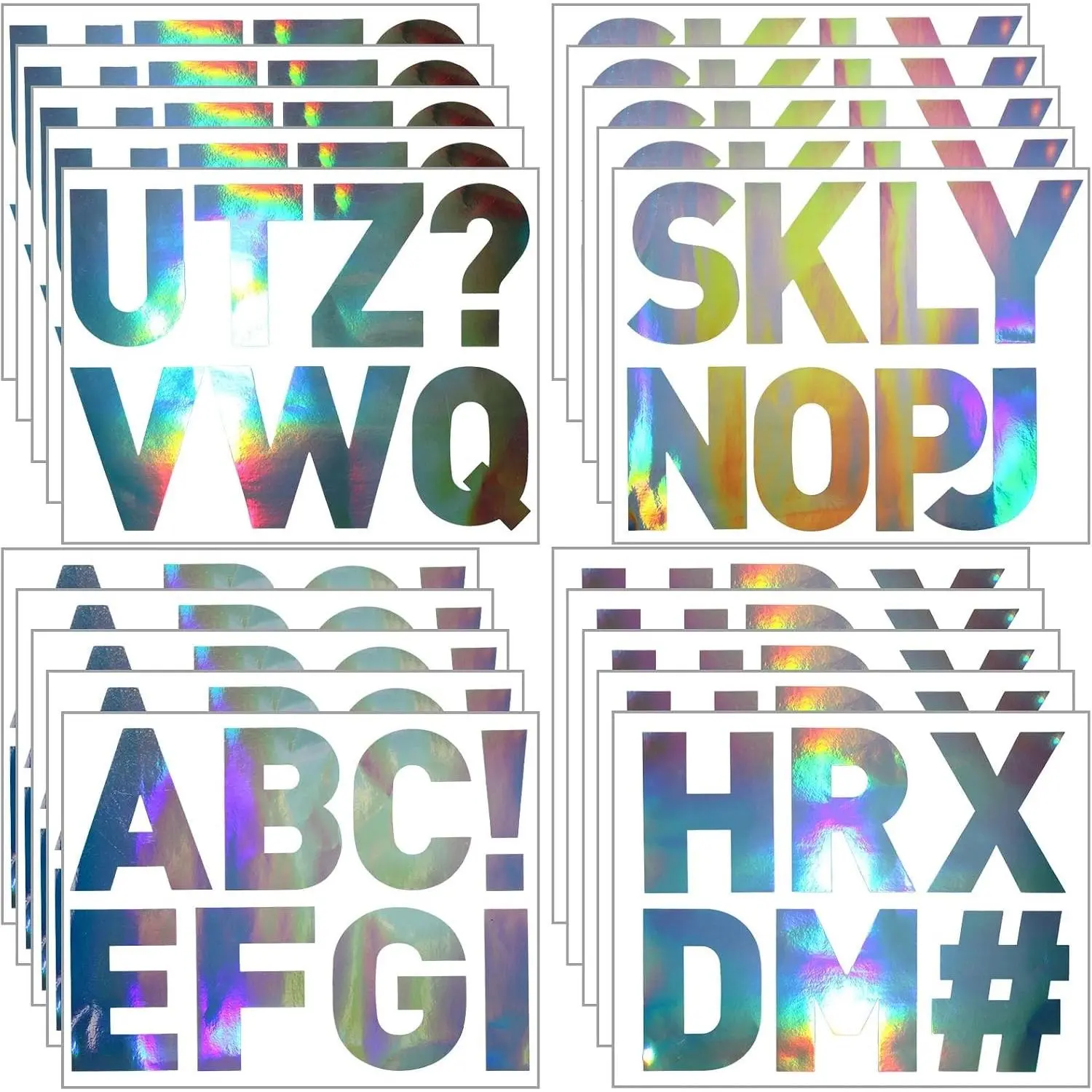 145 Pieces 20 Sheets 4 Inch Large Alphabet Letter Stickers Self Adhesive Big Font for Classroom Window Door Home Decor Mailbox Sign (Laser Color)Gift