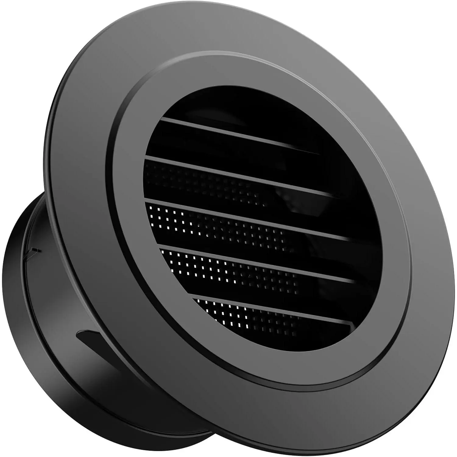 Soffit Vents 4 Inch, Round Exhaust Air Vent Cover with -in Fly Screen for Bathroom Kithchen Office , Black