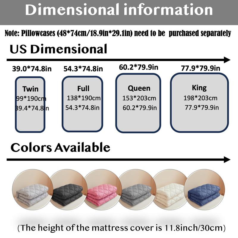 Waterproof Quilted Mattress Cover, 1 Count Soft Comfortable Breathable Mattress Protector, Bedding Supplies for Bedroom, Guest Room, Apartment, School