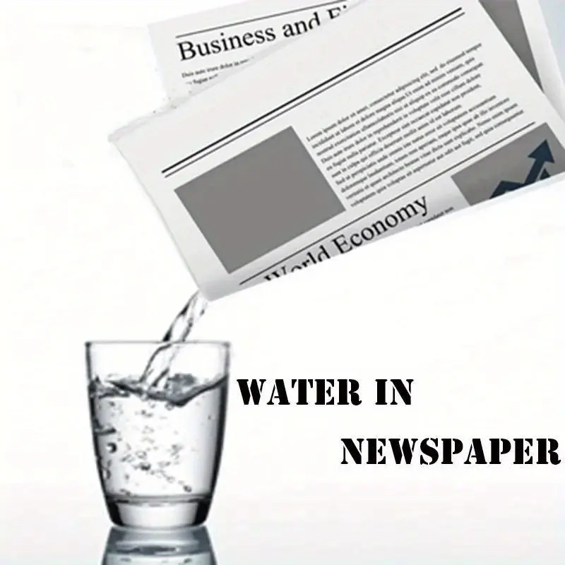 Magic Tricks with Newspaper and Glass of Water, Invisible Water Magic Props, Interesting Psychological Accessories for Stage Illusions, in White.