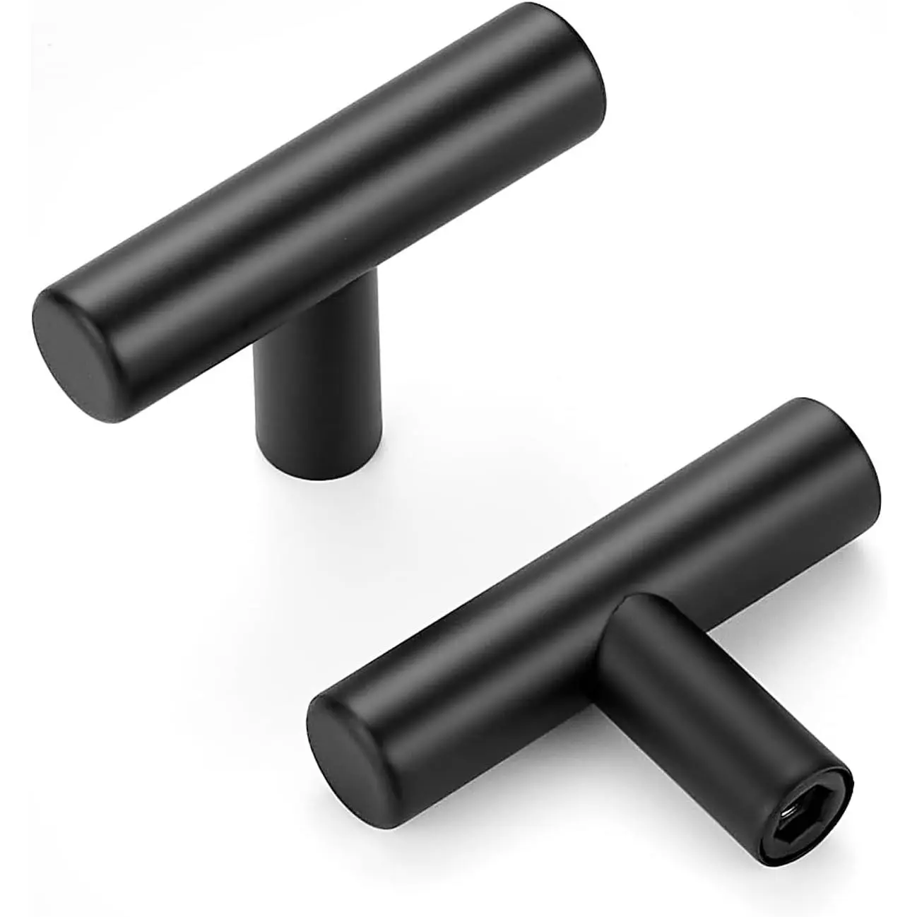 10 Pack Matte Black Cabinet Knobs 2 Inch - Black Drawer Knobs Single Hole Black T Bar Hardware Drawer Pulls  Kitchen Cabinets and Dressers