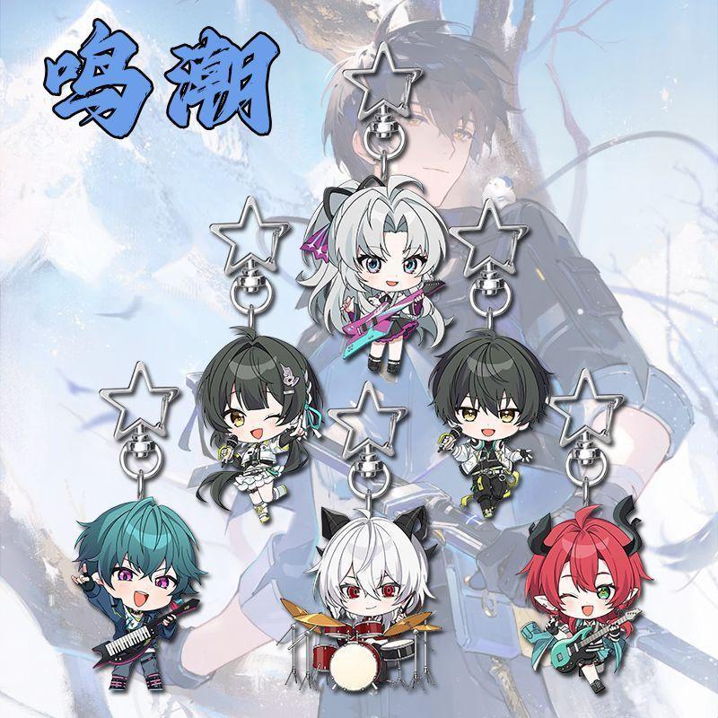 Anime Ciaccona Carlotta Wuthering Waves Q-version Star KeyChain Key Chain Pendant Kawaii Figure Acrylic Keyring Birthday Gifts