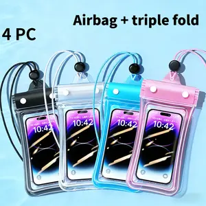 Adjustable Waterproof Floating Phone Pouch with Air Cushion - Touchscreen Dry Bag, Triple-Seal Case for Swimming, Rafting, Delivery Riders & Rain Protection