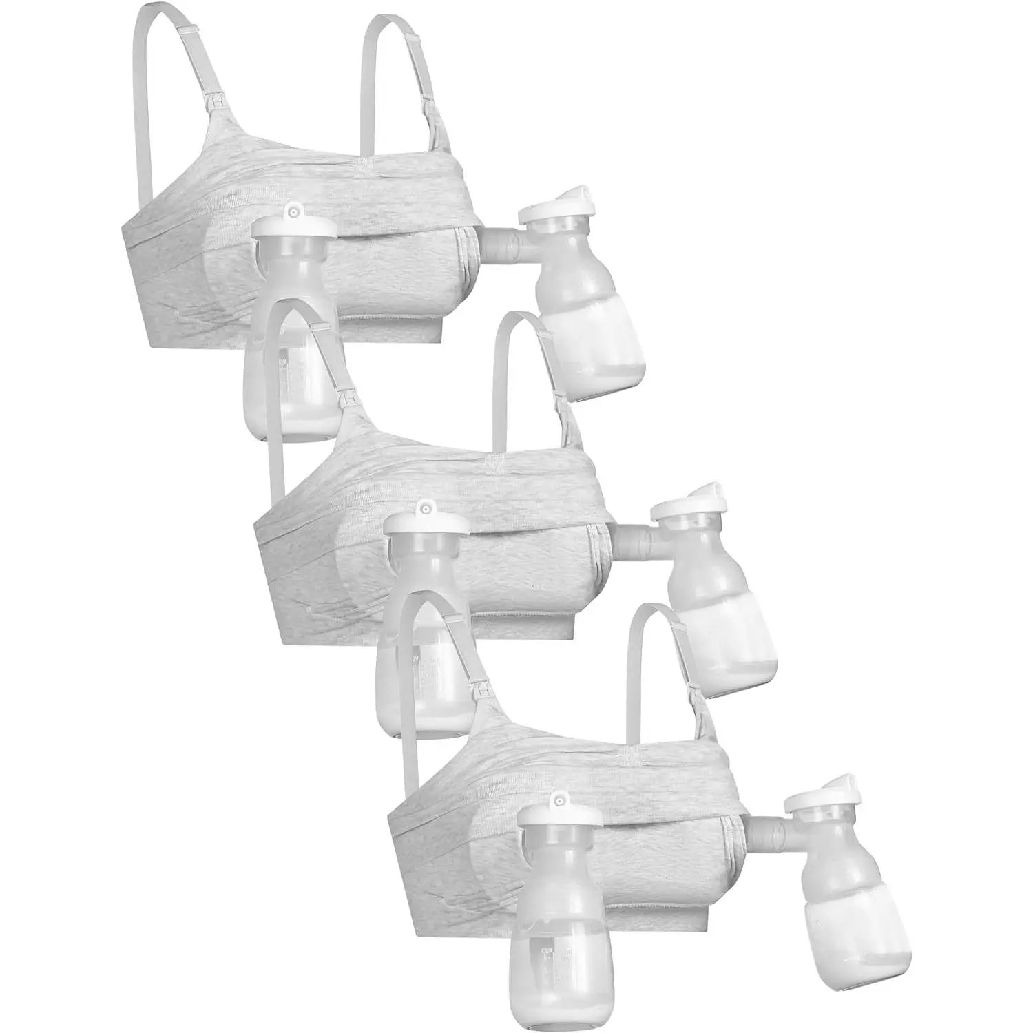 3-Pack Hands-Free Pumping Bras, Cotton Nursing & Breastfeeding Bras, Adjustable Breast Pump Bras for Women, Sleep Bras