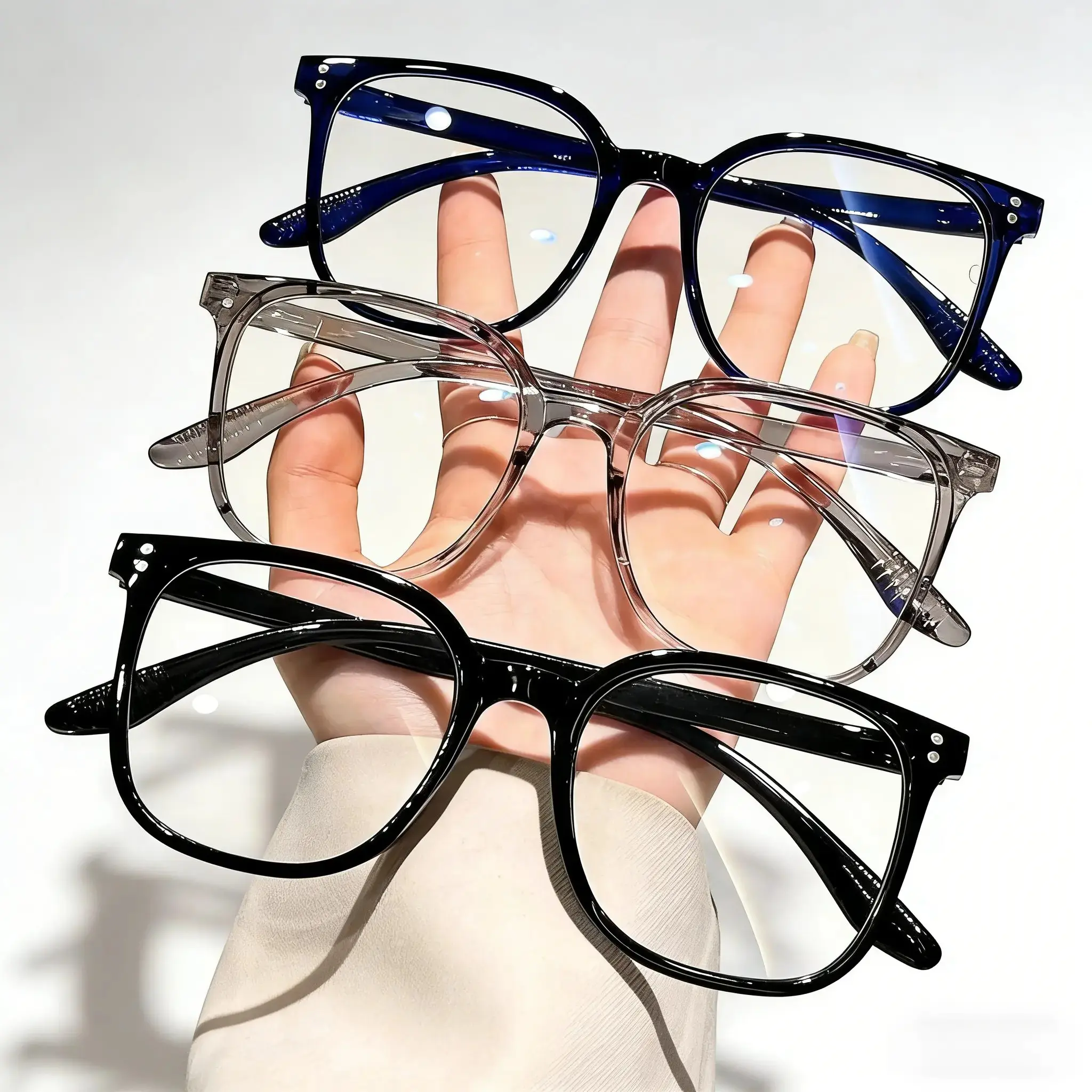 Blue Light Glasses 3-Pair Set｜Lightweight Unisex Computer Glasses for Work, Study & Daily Wear｜Square Frame Eyewear Square Eyeglasses