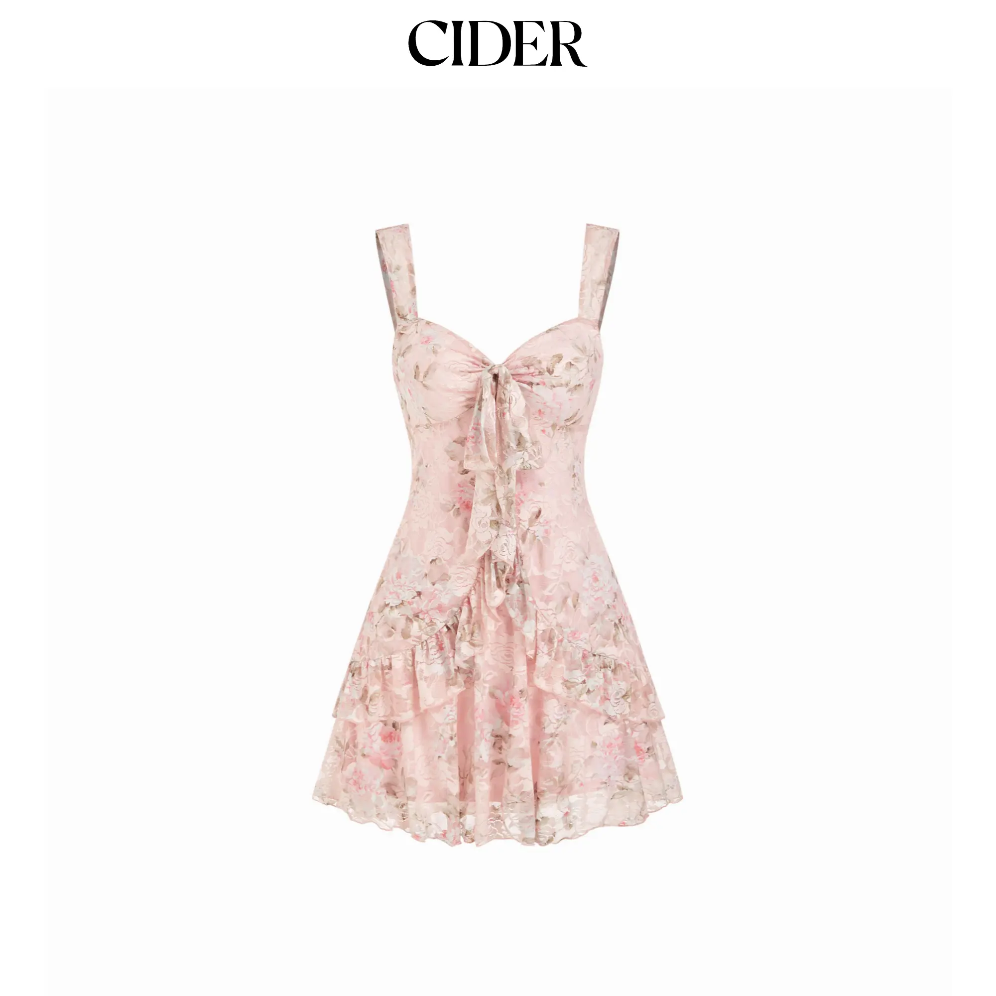 Cider Lace Floral Sweetheart Tiered Mini Dress SohoChic Cider Lace Floral Sweetheart Tiered Mini Dress SohoChic