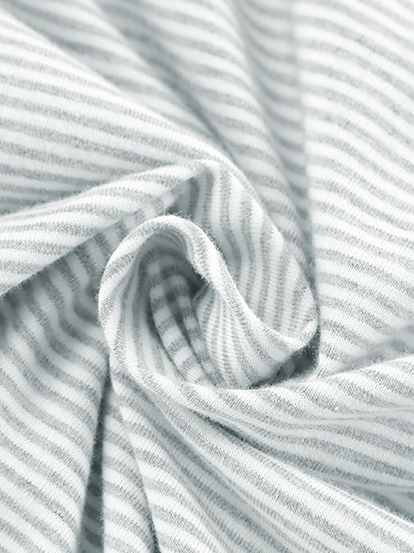 Women's Striped Print Drop Shoulder Tee & Wrap Split Shorts Pyjama Set, Casual Comfy Round Neck Short Sleeve T-shirt & Elastic Waist Shorts Pj Set, Summer Outfits