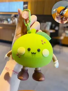 Minimalist Cute Lime & Orange Silicone Key Pouch, Dual Use Earbud & Key Storage Bag, Ideal Tiny Gift For Fruit Lovers & Students, Trendy Bag Pendant Accessory
