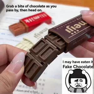 2026 New Edition Meiji Chocolate Breaking Food Toy, Mini Stress Relief Toy, Fun Hanging Ornament, Realistic Series