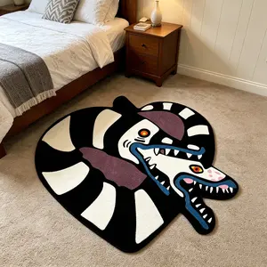 Snake Head Rug, Dark Style Bedroom Gaming Room Mat, Anti-Slip Entry Foot Pad, Bedside Decor, Living Room, Ideal Gift