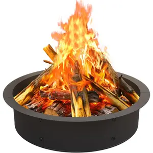 camping stove,Fire Pit Ring Outdoor, 33 Inch Outer 30 Inch Inner Round Wood Burning Firepit Accessories, DIY Metal Steel Liner Insert for Bonfire Outside Camping Above or In Ground
