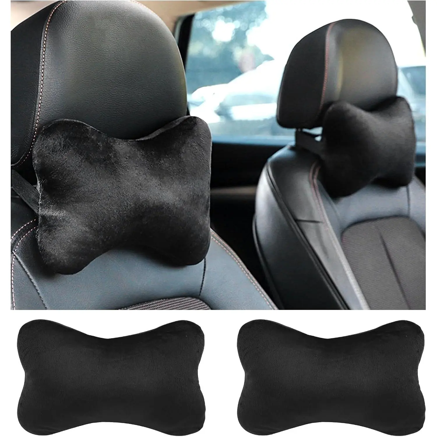 2PCS Car Headrest Pillow,Soft & Comfortable Car Neck Pillow Driving Fatigue Relieve,All-Season Universal Cars Head Rest Pillows Automotive Interlor Accessorles Cars,SUVs