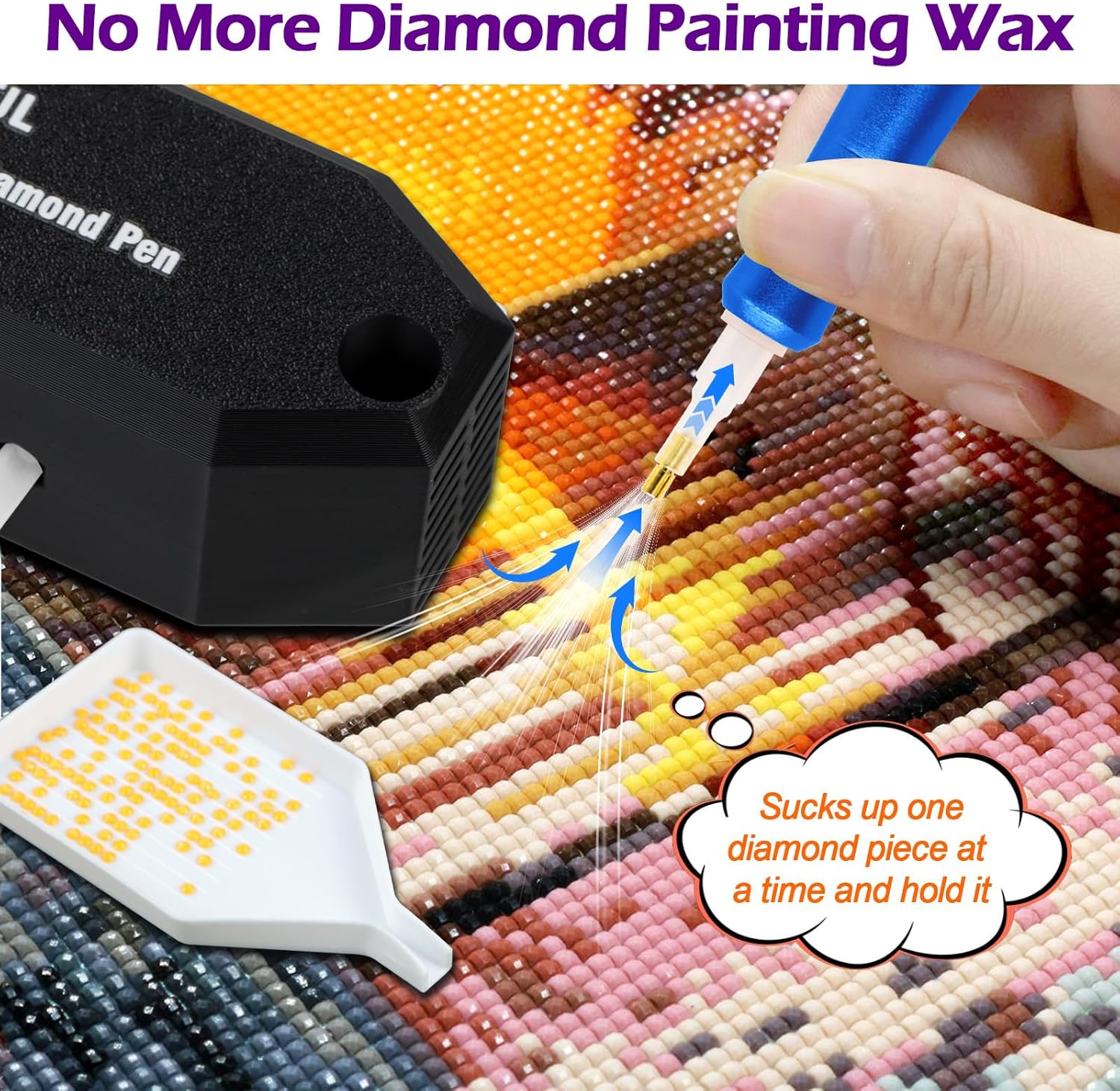 Art Painting Pen Kit for Adults, Epainter Vacuum  Art Painting Pen with Storage Tray, Accessories Tool for Setting AB Stones Without Wax, Quiet and Long-Lasting(Black)