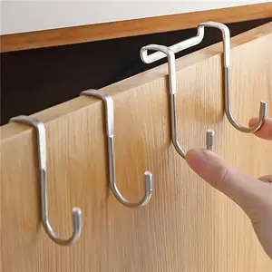 1pc Stainless Steel Double Hook Holder - Heavy Duty, Over The Door Hanger For Clothes And Drawers