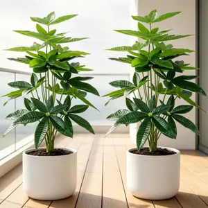 2-Pack Money Tree Plant Large High-Quality Artificial Guiana Chestnut Set, Fortune Tree Palm Plant for Home Office Decor, Low Maintenance, All Seasons