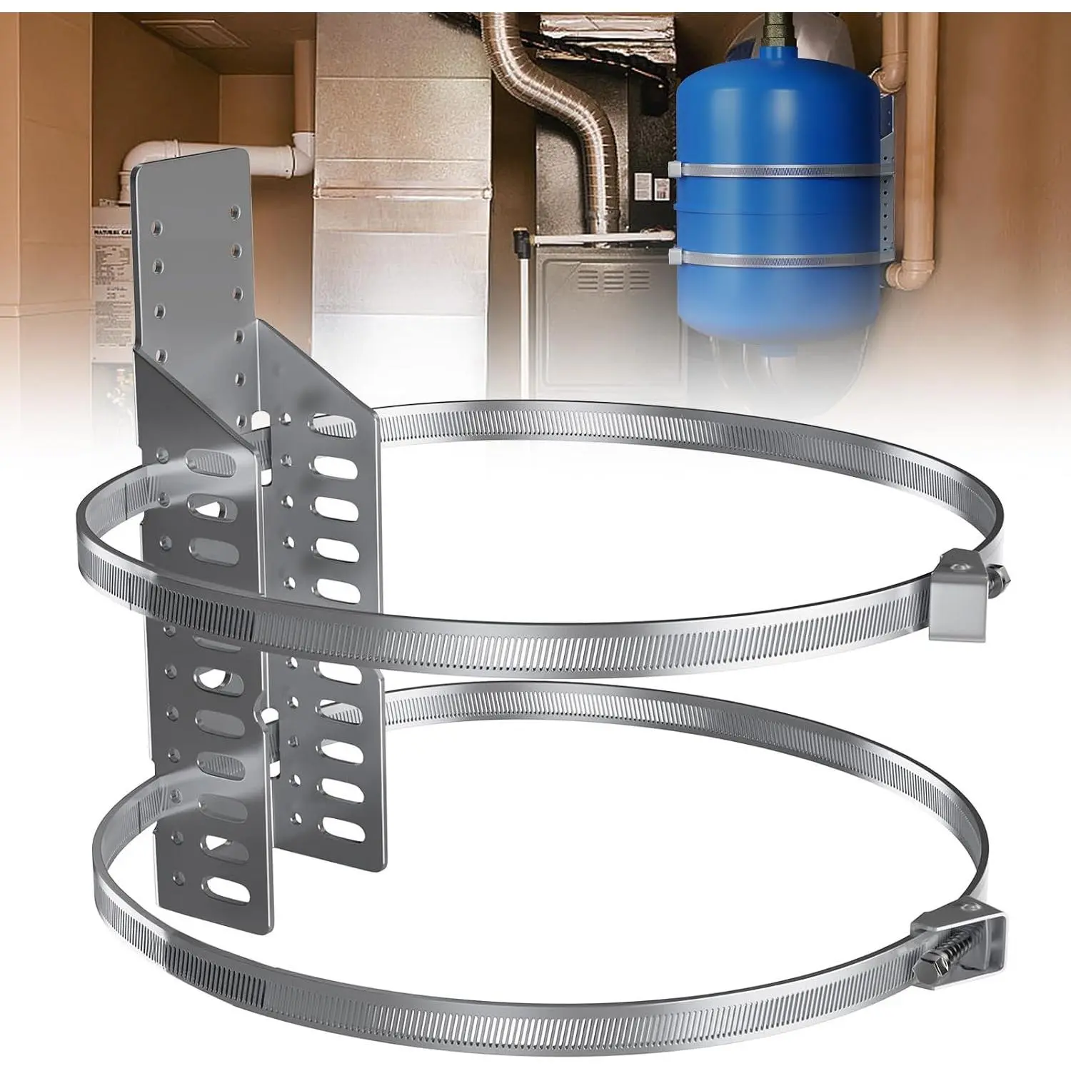 Expansion Tank Brackets, Thermal Expansion Tank Wall Mounting Bracket with 2 Hot Water Heater Support Strap for 1-5 Gallon Tank, 5lb Propane Tank Holder for RV -1 Set