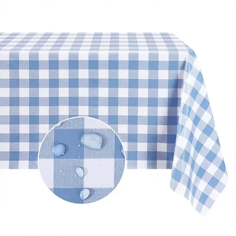 Rectangular Waterproof Tablecloth, Buffalo Plaid Plastic Tablecloth, Wipeable, Outdoor Camping Picnic Patio Use, 54 X 108