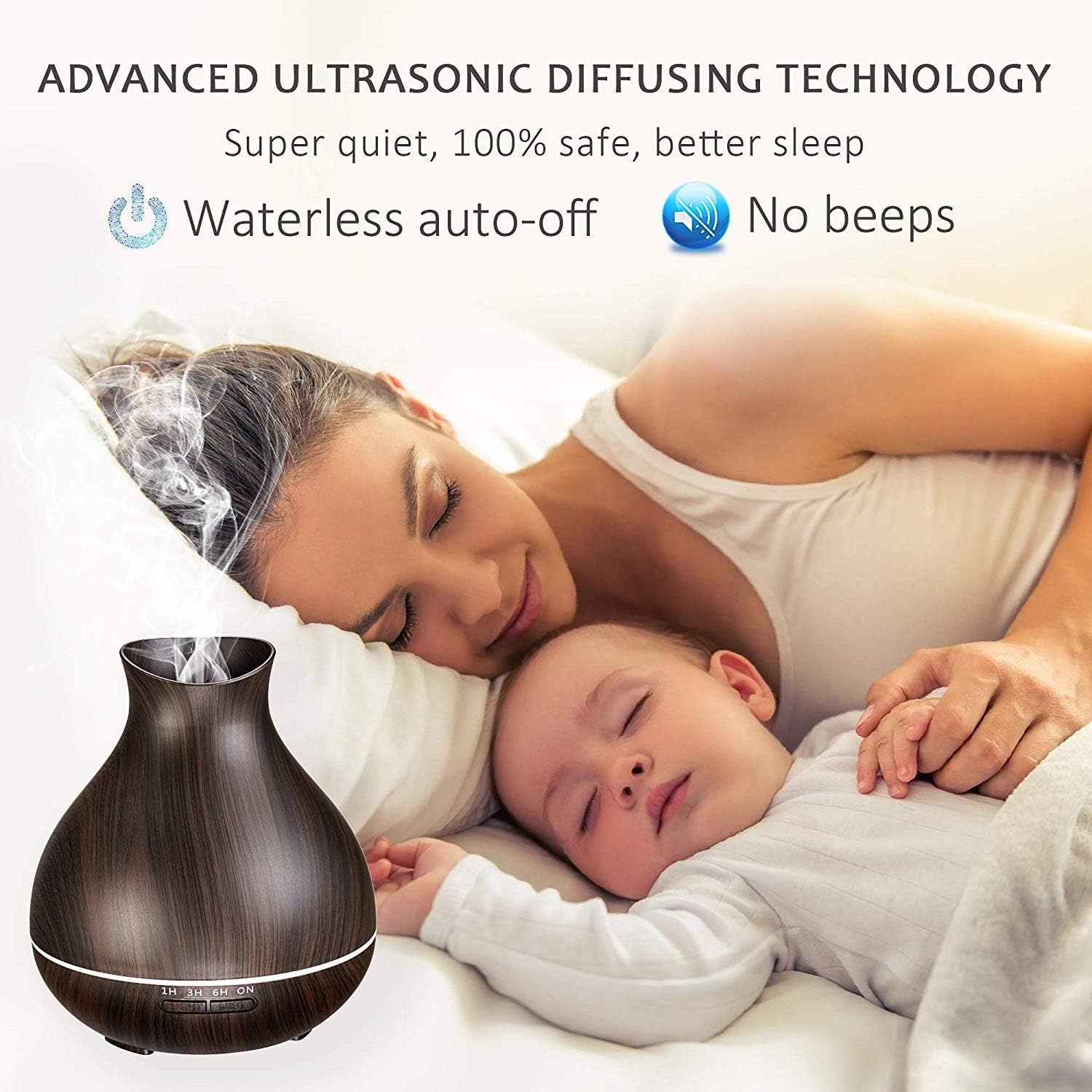 Aromatherapy Essential Oil Diffuser, 550ml Ultrasonic Fragrant Oil Large Room Humidifier, Diffusers for Home with Timer and Waterless Auto-Off, 7 Color LED Lights,Cool Mist Humidifiers