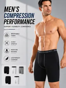 Men's Compression Performance Shorts Breathable Quick Dry 4-Way Stretch Athletic Baselayer for Gym Running Training