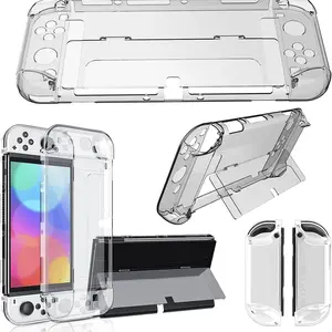 1set Switch Oled Clear Crystal Case with Stand, Detachable Protective Cover, Durable Design, Perfect Fit for Your Device