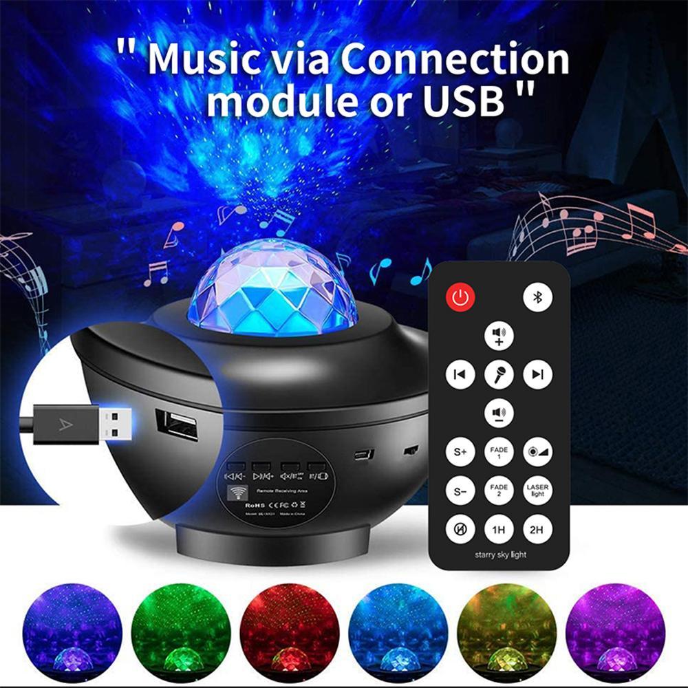 USB Powered Star Projector, Galaxy Projector with Remote Control, 3 in 1 Night Light Projector with Built-in BT Music Speaker, Starry Projector for Room