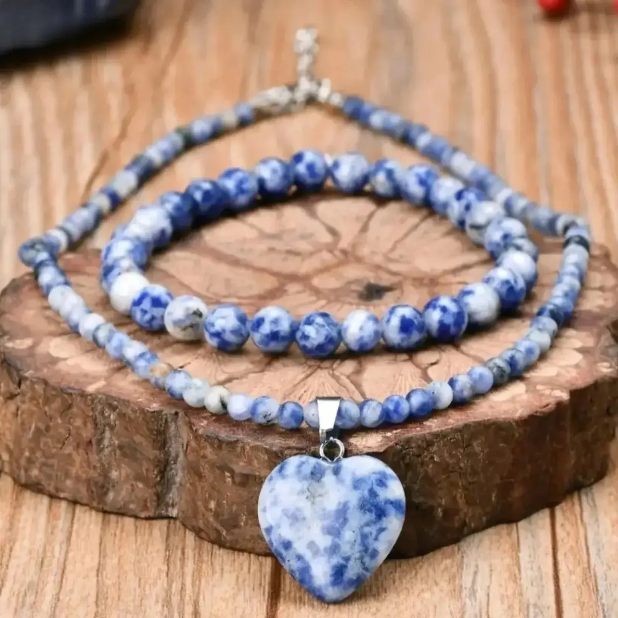 Women's 2-Piece Vintage DIY Bag Accessory Set - Heart Pendant Beaded Necklace, Matching Round Stone Bracelet, Dainty Layered Bohemian Minimalist Gemstone Item, Holiday Sentimental Gift