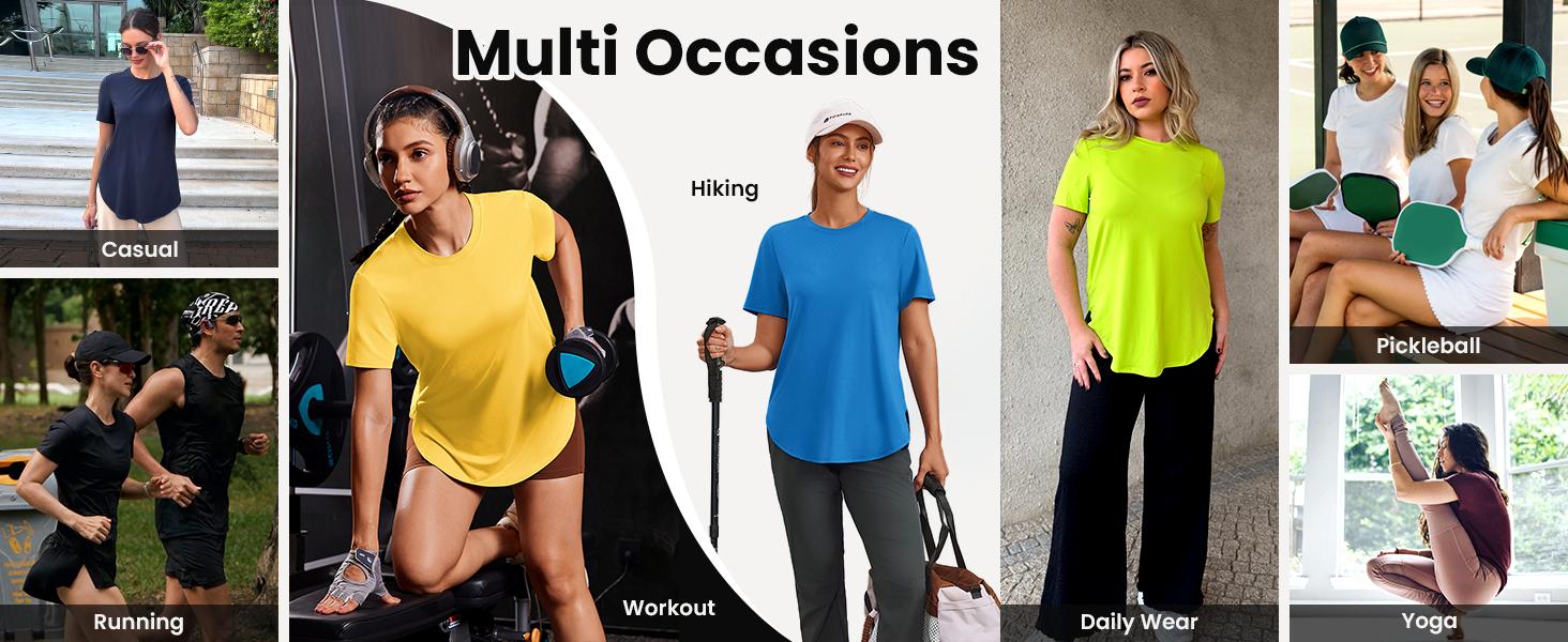 Workout Tops for Women, Short Sleeve Athletic Shirts for Women UPF 50+ Quick Dry Running Outfits for Exercise, Gym, Hiking S-3XL