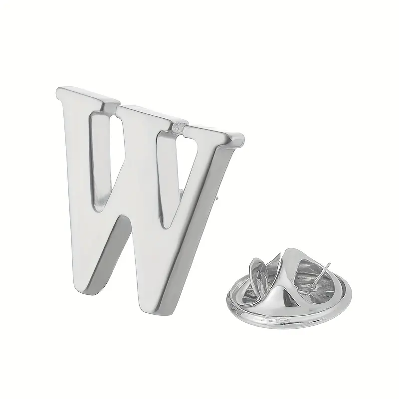 1pc Cross-Border English Letter Brooch, Men's and Women's Suit Jacket Shirt Collar Pin, Simple Corsage Badge, Alloy Accessory