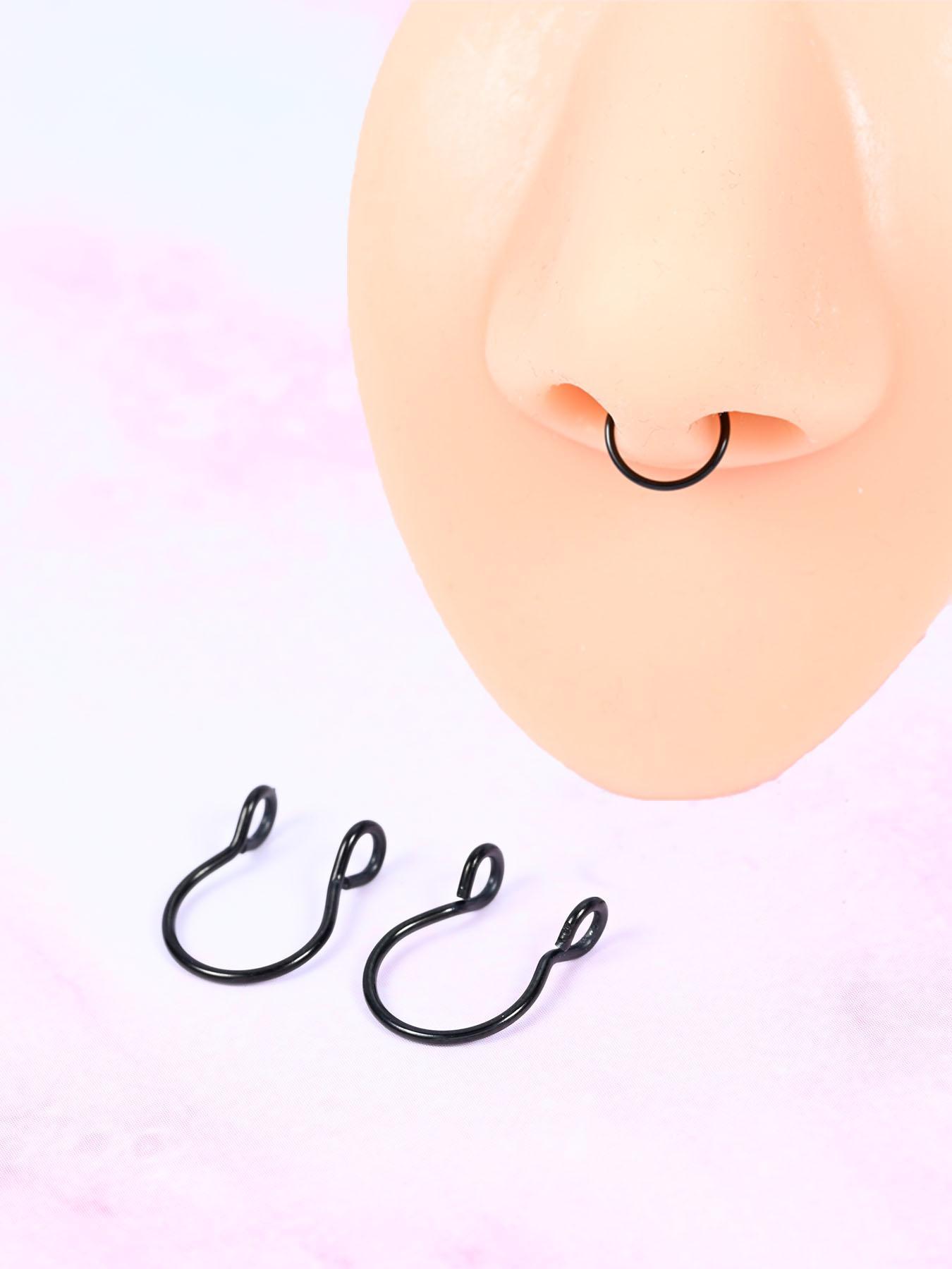 3pcs Stainless Steel Fake Nose Ring, Faux Piercing Jewelry 8 mm Fake Nose Ring Hoop Nose Rings Hoops for Faux Septum Nose Ring Set