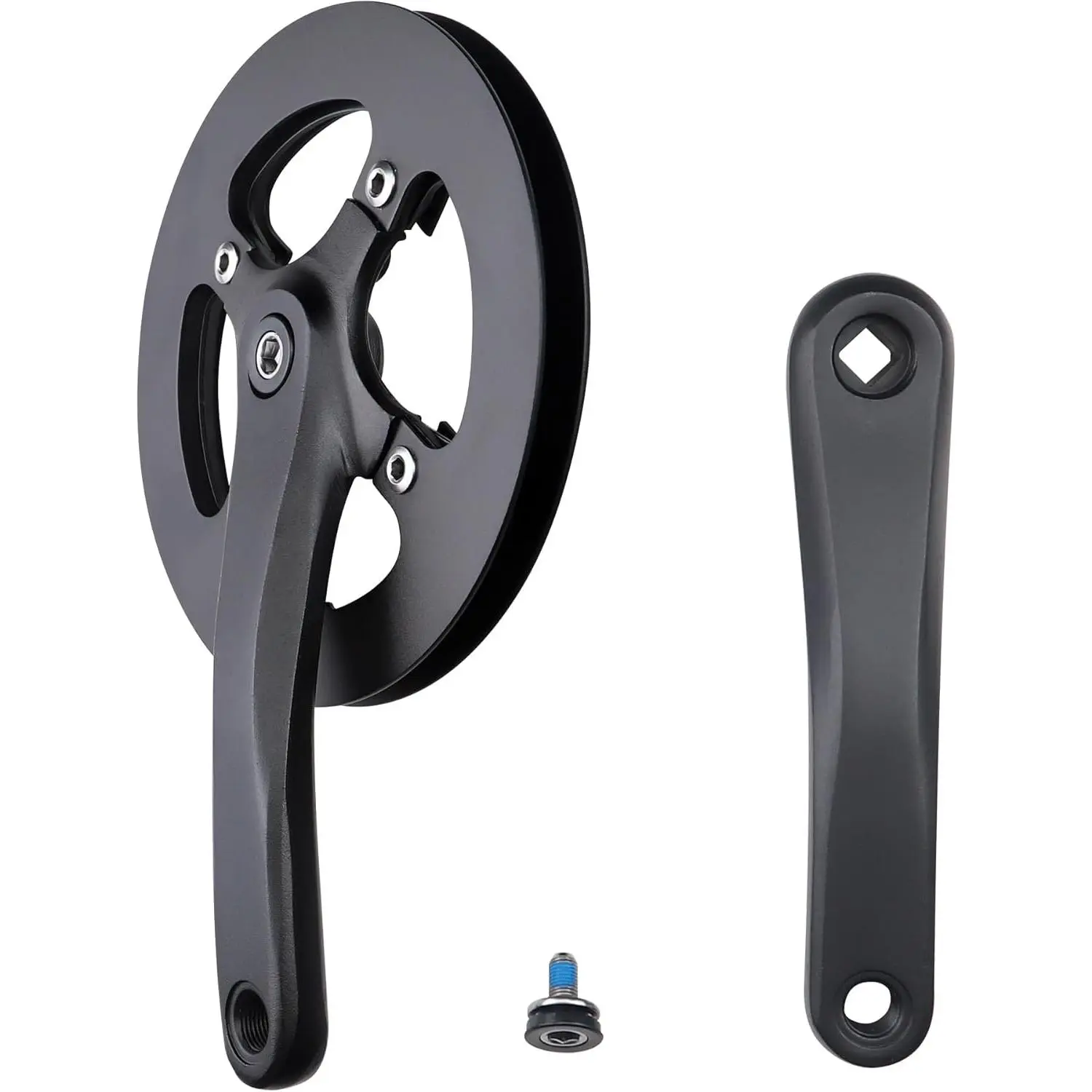 E  Crankset 1 count 42T Steel Chainring Crankset with Aluminium Alloy Double Chain Cover 170mm Arm for Single Speed and 6/7/8 Speeds Electric , Folding