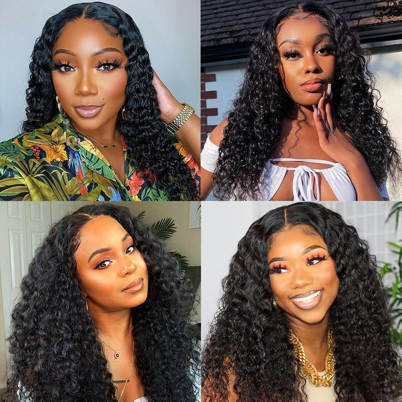 Bling Hair Curly Wigs Pre Plucked Natural Hairline Transparent Lace Wig 13x4 HD Lace Frontal Human Hair Wigs Kinky Curly 30 Inches 4x4 Lace Closure Brazilian Remy Hair Wig for Women 180%