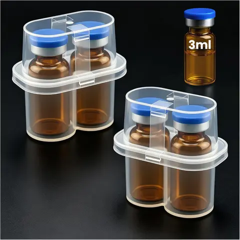 Mini Peptide Vial Storage Cases for Refrigerator and Travel, 2-Piece Set with 2 Slots Each, 4 Slots Total, Pocket-Sized Organizers Space Saving Plastic for 3 mL (0.1 fl oz) Insulin and Peptide Vials
