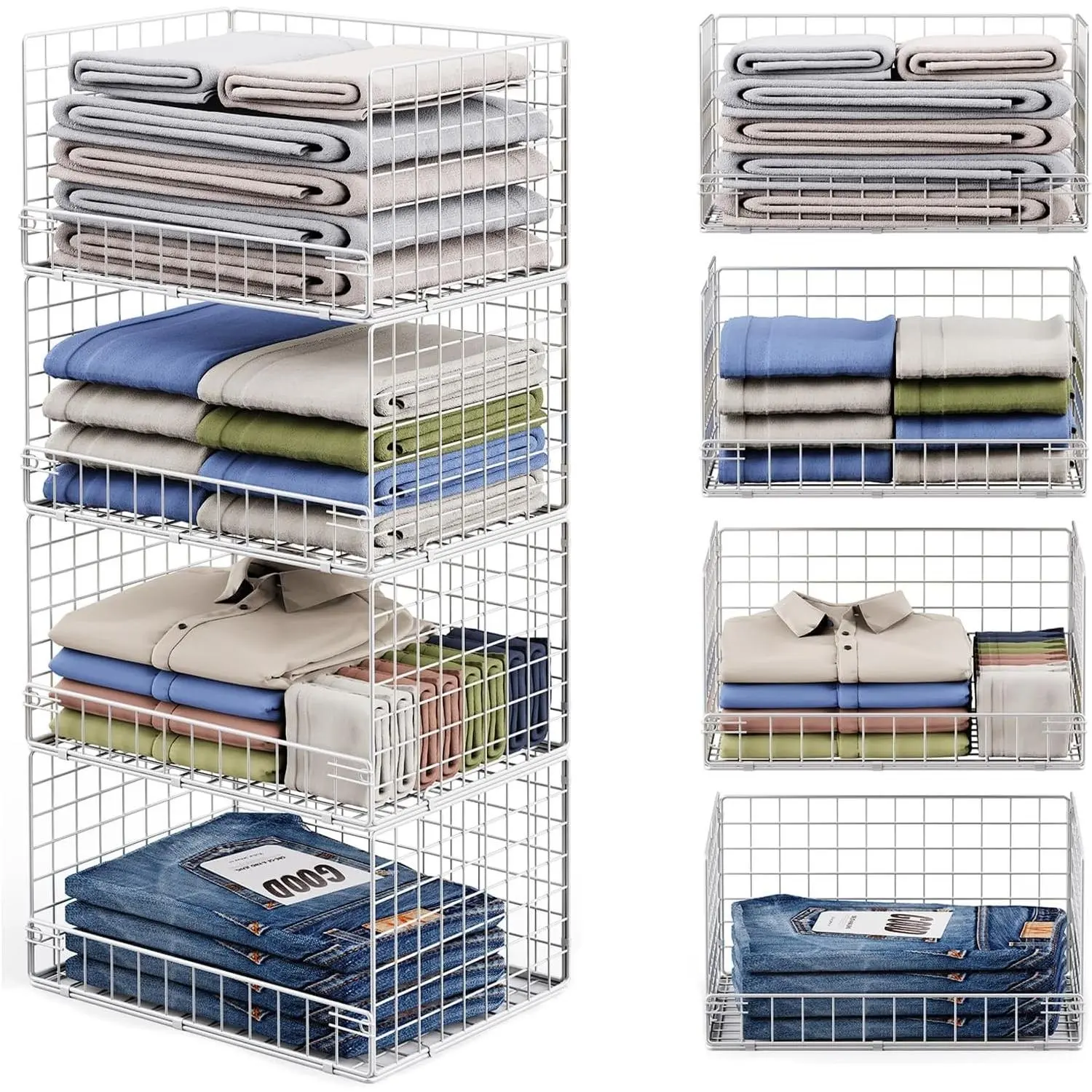 Stackable Closet Shelf Organizers and Storage System