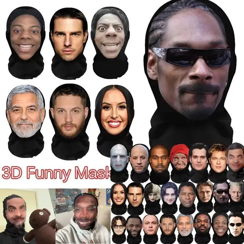 Realistic 3D Full-Face Cosplay Mask, UV Protection Mesh Headgear for Men & Women, Halloween Masquerade Accessory
