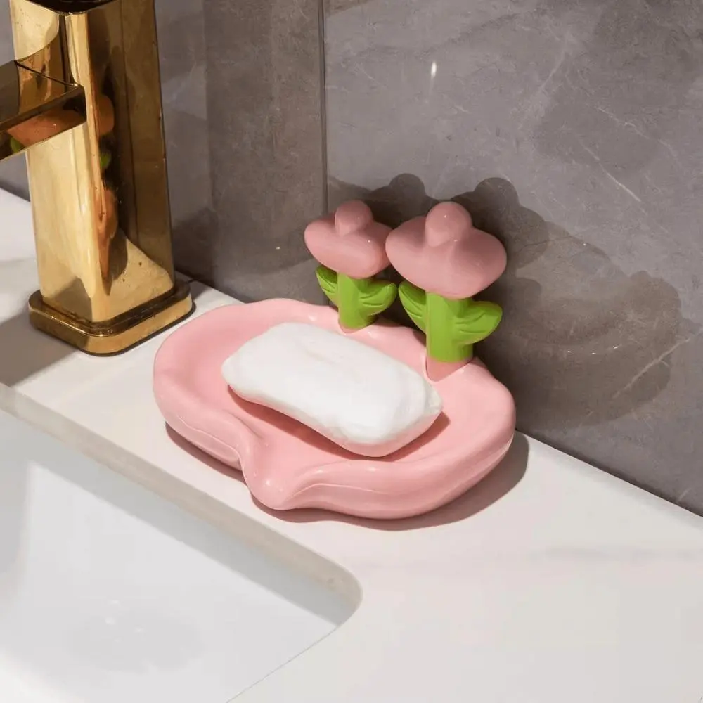 Elegant Light Luxury Water Draining Soap Dish, Easy Install Punch-Free Creative Soap Tray, Sturdy Premium Bathroom Sink Soap Storage Organizer To Keep Soap Dry And Tidy