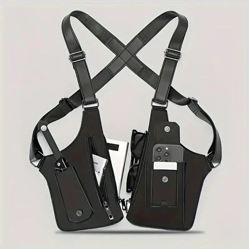 This adjustable premium leather underarm bageatures a hidden security pocket for storing your phonend outdoor gear, making it ideal for cycling, hiking, andarunning.