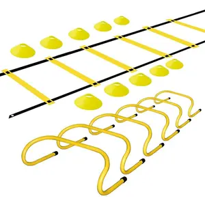 Agility Ladder and Disc Cones  Set Adjustable Rungs  Ladder with 10 Plastic  Cones for