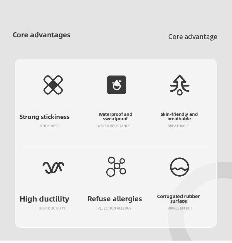 Sports tape, muscle tape, kinesiology tape, sports muscle tape for wrists, ankles, shoulders, and legs, facial muscle tape, elastic bandage