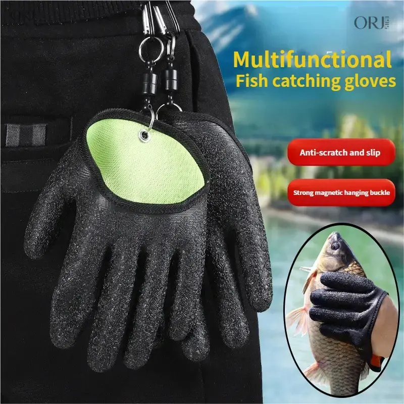 Fishing Gloves for Outdoor Sports, Non-Slip Waterproof Sea Fishing Gloves, Fish Grabbing Fish Picking Gloves for Outdoor Angling & Fishing Activities,summerwins