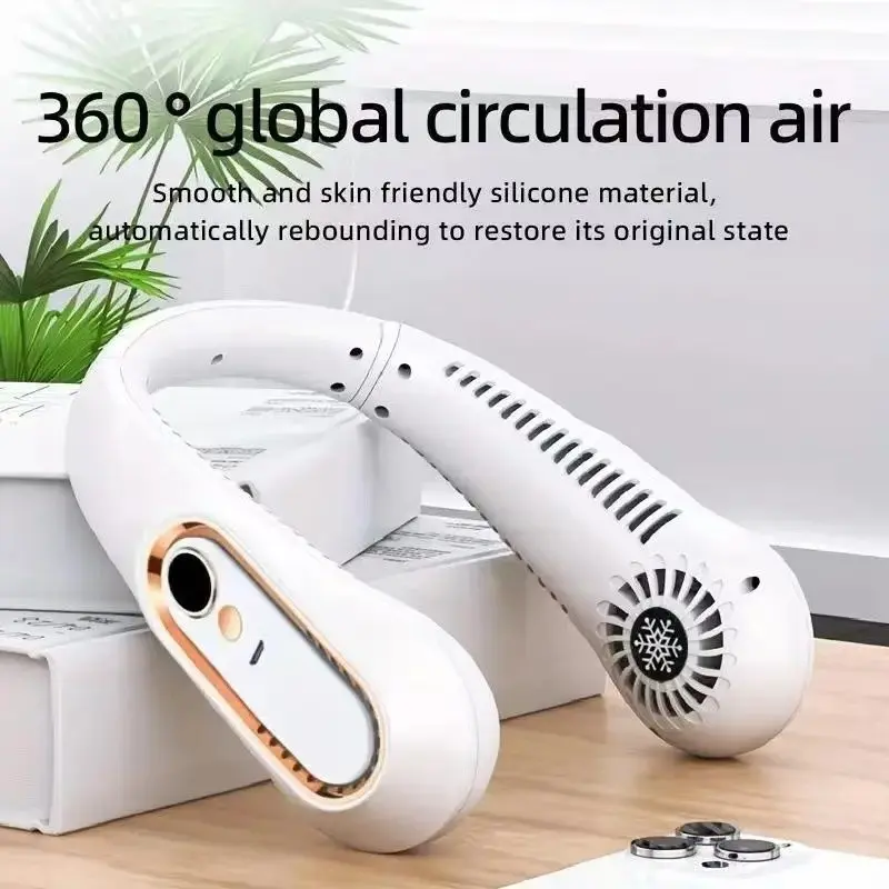 Portable Neck Fan 2026, USB Rechargeable, 360° Cooling, 5 Speed Settings, Unisex, Summer Relief, Ideal for Men and Women