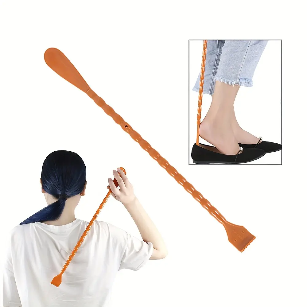 1pc PP Plastic Dual-Use Back Scratcher - Multifunctional Tool with Long Handle, Hand-Shaped Design, Also Serves as a Shoehorn, Dual-Use Tool