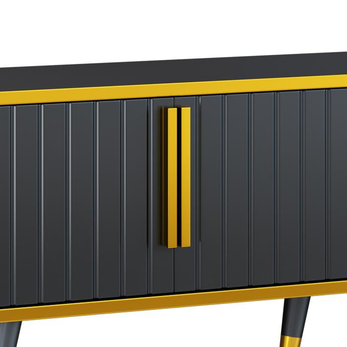 [Bellemave]ON-TREND Luxury Minimalism TV Stand with Open Storage Shelf for TVs Up to 85", Entertainment Center with Cabinets and Drawers, Practical Media Console with Unique Legs for Living Room, Black