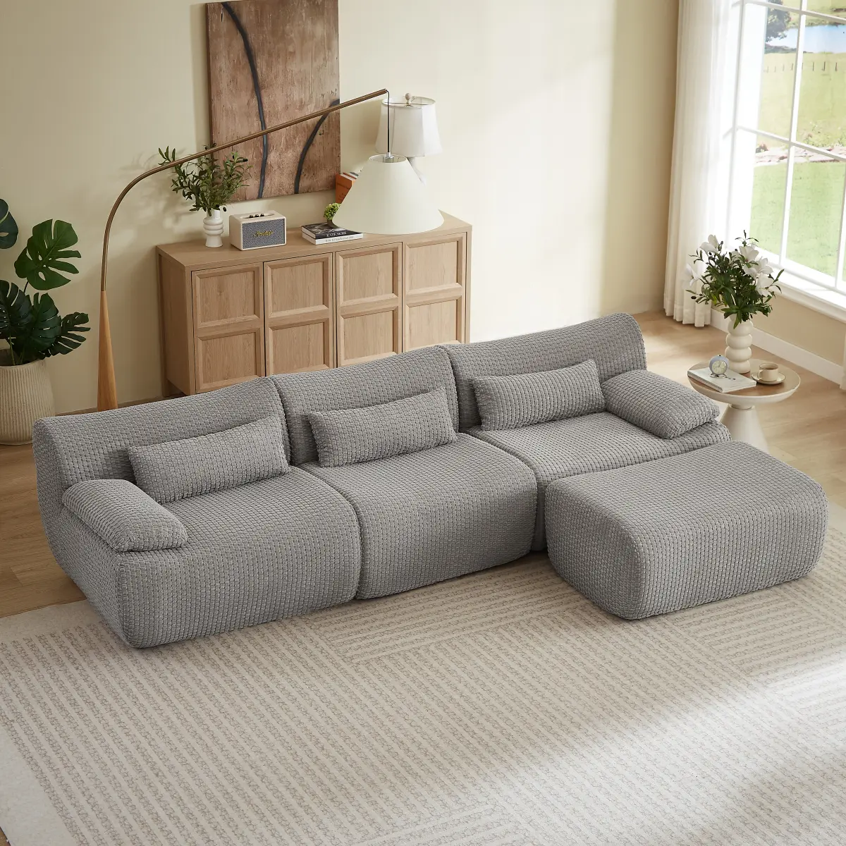 [Bellemave] Oversized L Sofa, Cloud Boneless Couches for Living Room, Modern Modular Sectional Sofa