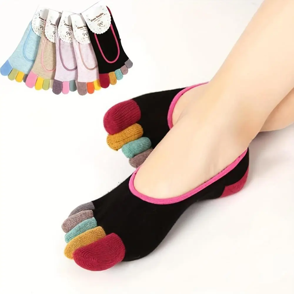 5 Pack 5-Toe Athletic Socks, Breathable Anti-Friction Chafe-Free Sports Socks, Protective Blister Prevention Five Finger Socks for Running Workout Training