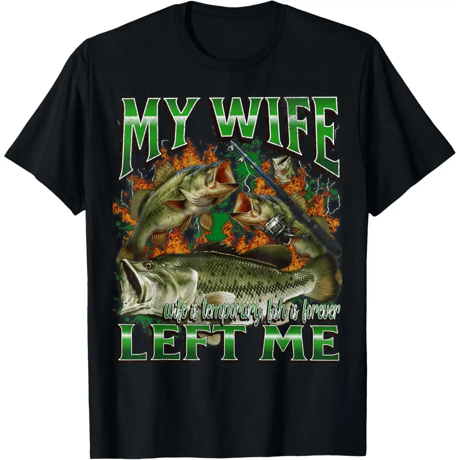 100% Cotton Unisex Unisex-Adults Fishing Meme T-Shirt - Black, Small - Short Sleeve - Humorous Theme - Offensive Fishing Meme Graphic